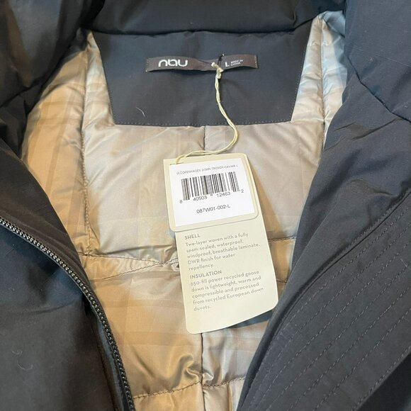 NWT! Nau W's Copenhagen Down Trench Parka Coat, Black (Caviar), Large - Picture 3 of 16